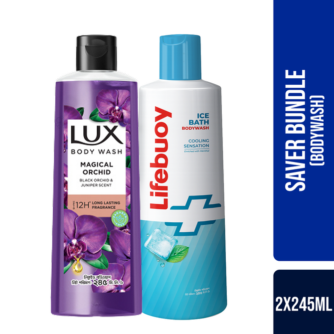 Lux Juniper Oil & Lifebuoy Ice Bath Shower Care Combo (2x245)ml