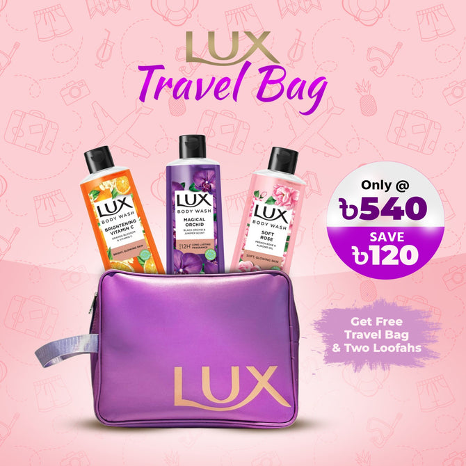 Buy 3 Lux Body Wash (Orange Blossom + Black Orchid + French Rose 245ml) Get Travel Bag FREE