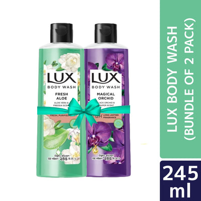 Lux Body Wash Freesia Scent & Aloe Vera & Black Orchid 245ml Combo Pack