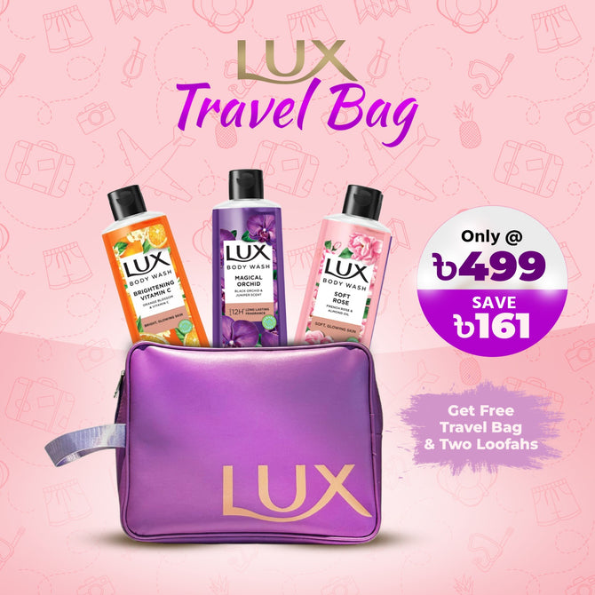 Buy 3 Lux Body Wash (Orange Blossom + Black Orchid + French Rose 245ml) Get Travel Bag FREE