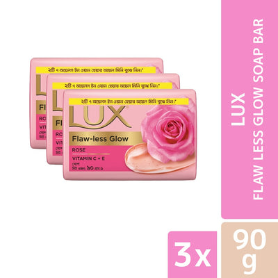 Lux Soap Bar Flaw Less Glow 90g (Bundle of 3)