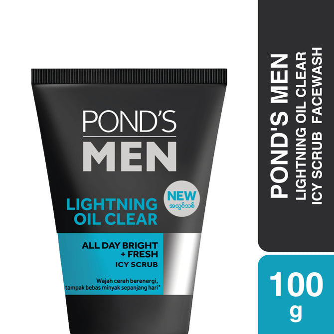 Pond's Men Facewash Lightning Oil Clear Icy Scrub 100g