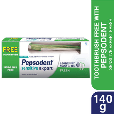 Pepsodent Sensitive Expert Fresh 140g Toothbrush Free