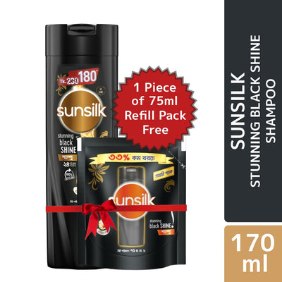 Sunsilk Shampoo Stunning Black Shine 170ml Free 75 ml Refill Pack