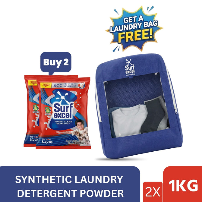 Buy 2 Surf Excel Synthetic Laundry Detergent Powder 1kg Get A Laundry Bag Free