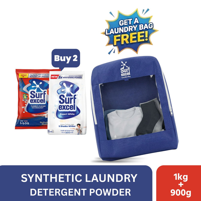 Buy Surf Excel Powder Combo Pack (1kg+900g) to Get A Laundry Bag Free