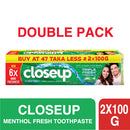 Closeup Toothpaste Menthol Fresh (Twin Pack 2X100g)