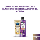Vaseline Gluta Hya Flawless Glow Serum in Lotion 200ml & Lux Body Wash Black Orchid Scent & Juniper Oil 245ml Combo