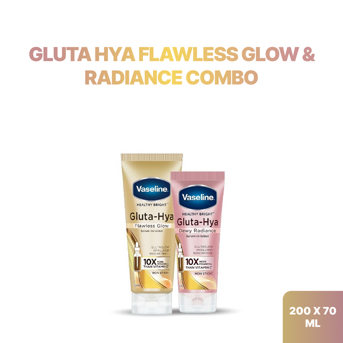 Vaseline Gluta Hya Flawless Glow & Radiance Combo (200ml+70ml)