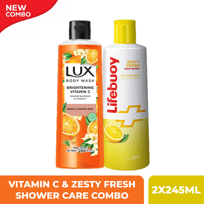 Lux Vitamin C & Lifebuoy Zesty Fresh Shower Care Combo (2x245)ml