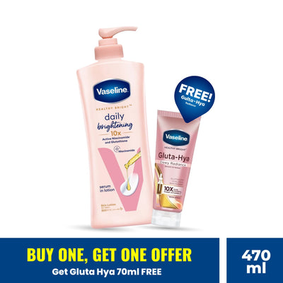 Vaseline Lotion Healthy Bright 400ml With Gluta-Hya Dewy Radiance Serum 70ml Free