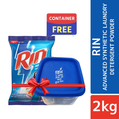 Rin Advanced Synthetic Laundry Detergent Powder 2kg Container Free