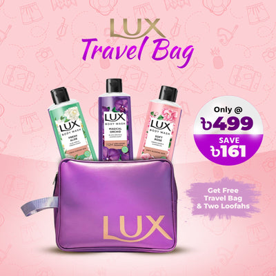 Buy 3 Lux Body Wash (Aloe Vera + Black Orchid + French Rose 245ml) Get Travel Bag FREE