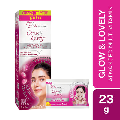 Glow & Lovely Face Cream Advanced Multivitamin 23g With Face Wash Pack Free