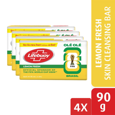 Lifebuoy Skin Cleansing Soap Bar Lemon Fresh 90g (Bundle of 4)