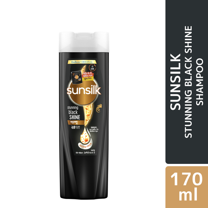 Sunsilk Shampoo Stunning Black Shine 170ml With 75ml Refill Pack Free