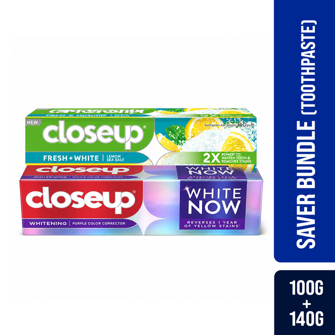 Closeup White Now & Lemon Sea Salt Toothpaste Combo Pack ( 100g+140g)