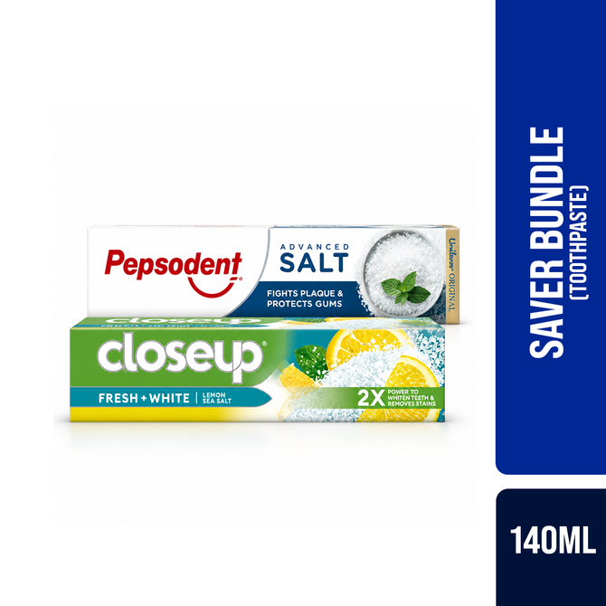 Closeup & Pepsodent Salt Toothpaste 140g Combo Pack
